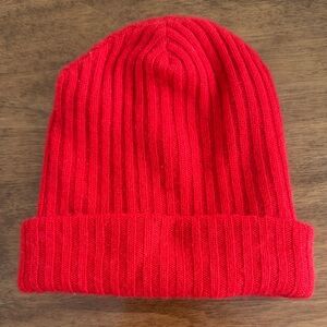 The Elder Statesman Red Cashmere Knit Beanie